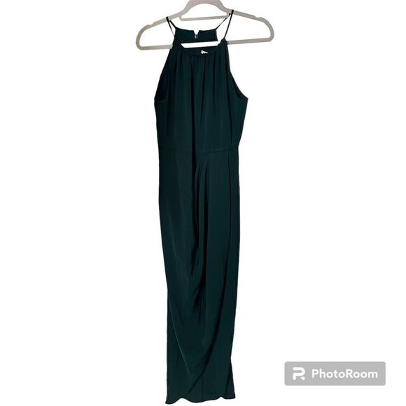 New Shona Joy High Neck Ruched Dress in Green size 4 - Picture 7 of 12